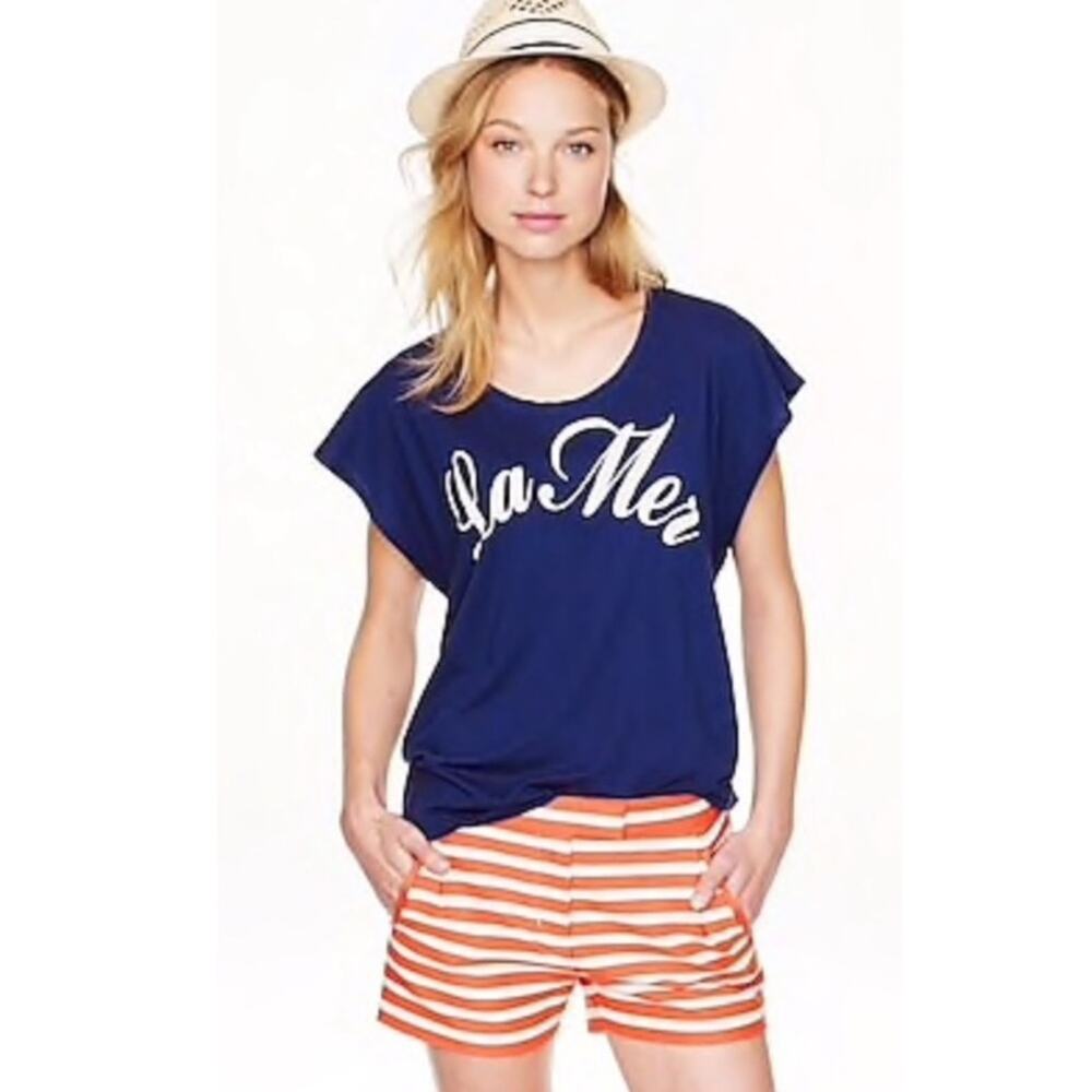 J Crew Textured-Stripe Short In Festival Orange